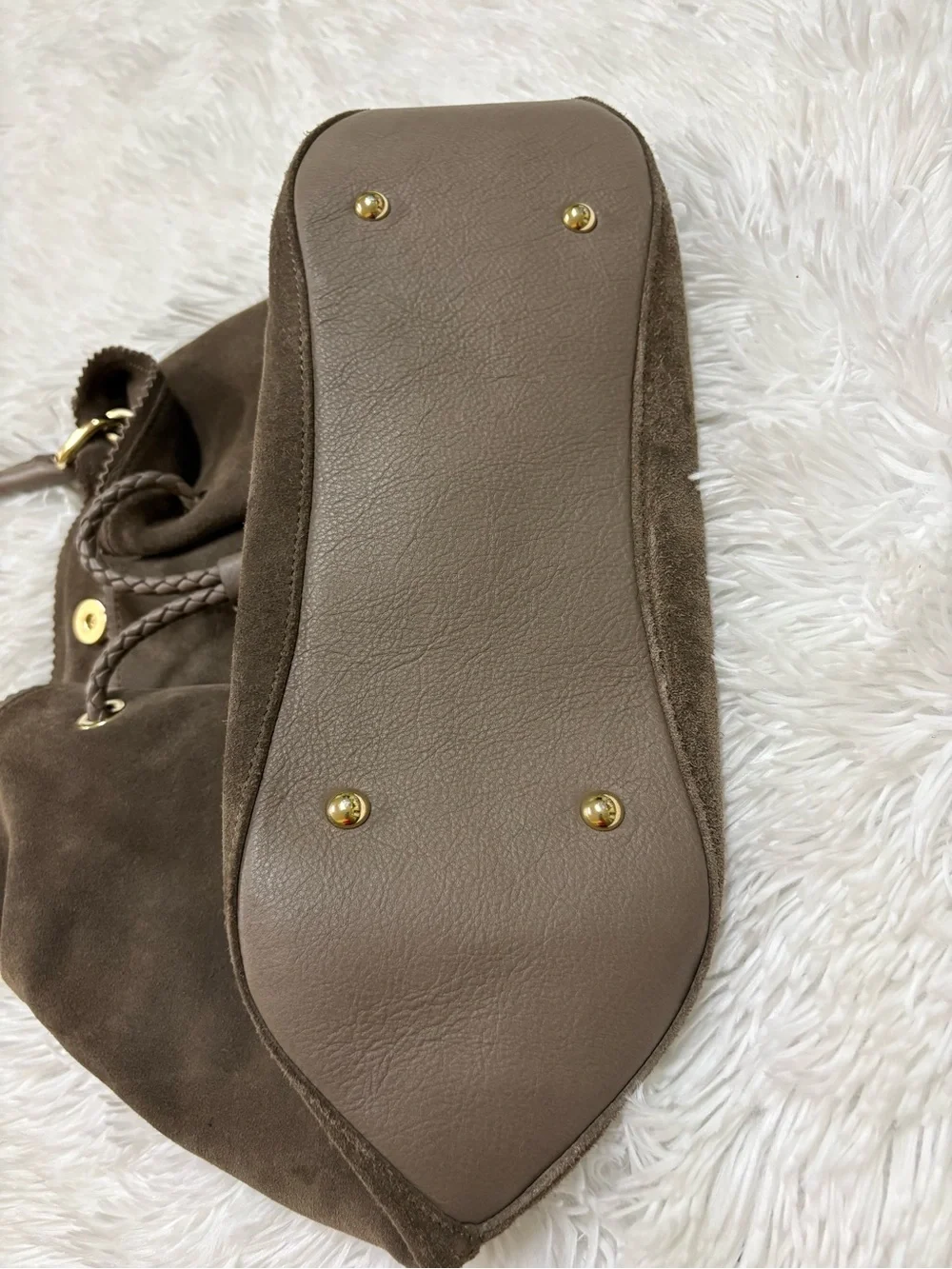 LK Bennett Taupe Suede Tassel Hobo Shoulder Bag